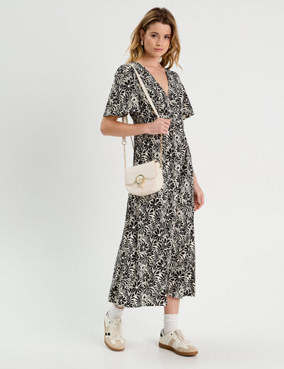 Robe longue évasée blanc femme