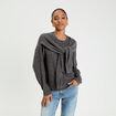 Pull effet 2-en-1 gris fonc&eacute; femme