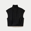 Veste bouclette sans manches col montant noir femme
