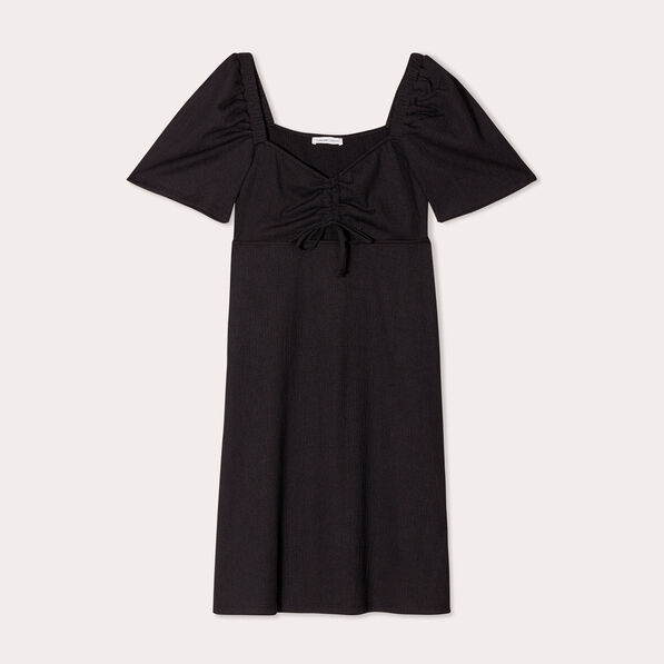 Robe droite avec noeud noir femme
