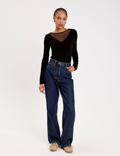 Body thermique col rond manches longues noir femme