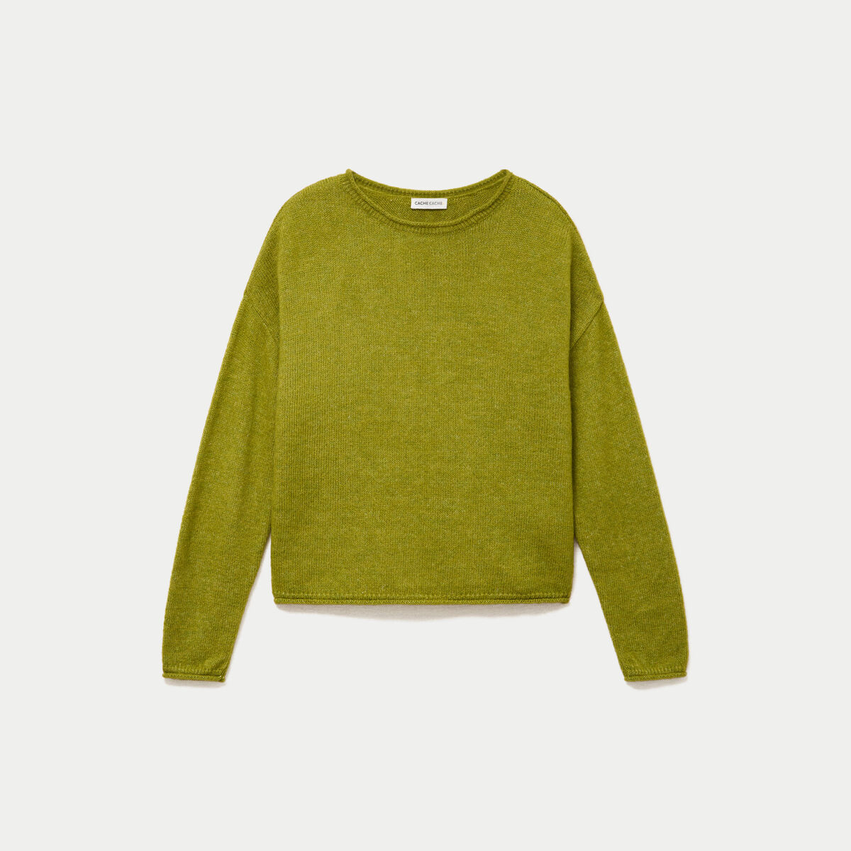 Pull manches longues vert fonc&eacute; femme