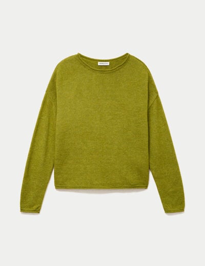 Pull manches longues vert fonc&eacute; femme
