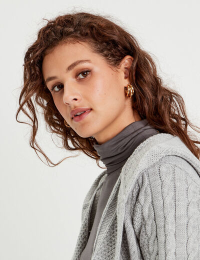 Gilet manches longues gris clair femme