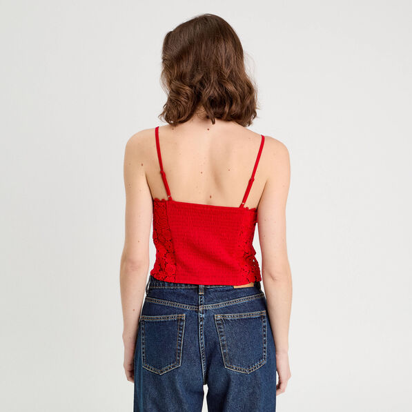 debardeur cropped dentelle rouge femme Débardeur cropped dentelle rouge femme