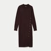 Robe pull ajust&eacute;e manches longues marron fonc&eacute; femme