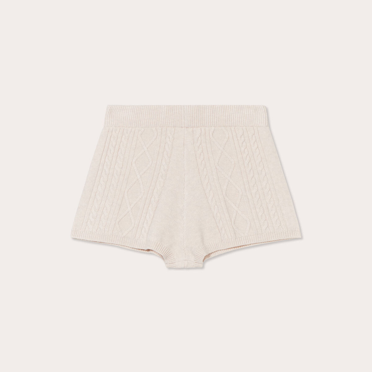 Short ajusté en tricot beige femme