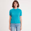 Pull manches courtes bleu femme