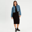 Robe longue moulante côtelée noir femme