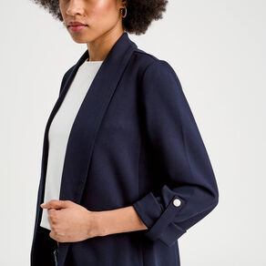 veste blazer manches 34 bleu marine femme Veste blazer manches 3/4 bleu marine femme