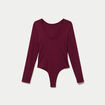 Body cintr&eacute; manches longues bateau bordeaux femme