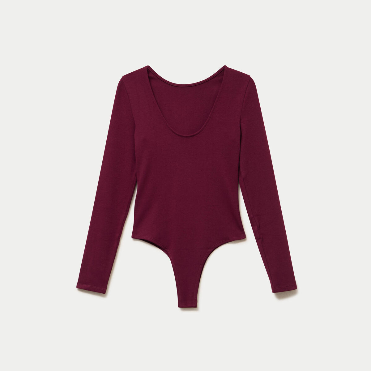 Body cintr&eacute; manches longues bateau bordeaux femme