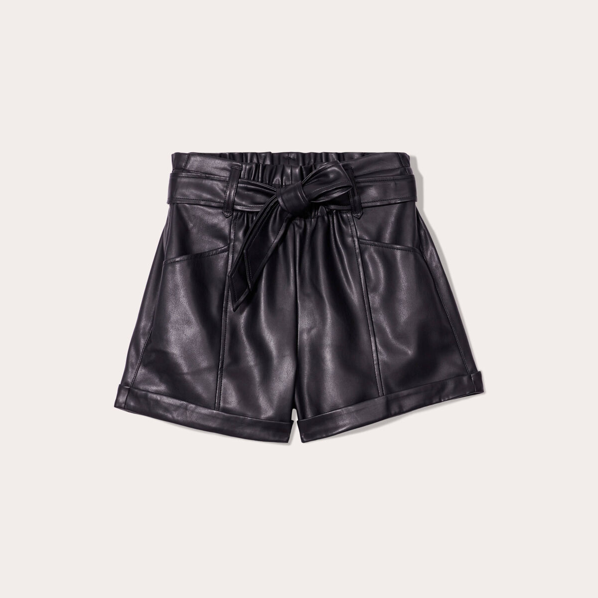 Short paperbag similicuir noir femme