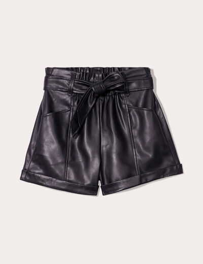 Short paperbag similicuir noir femme