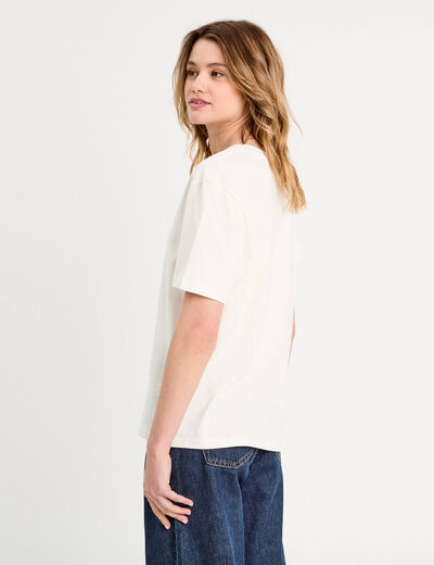 T-shirt manches courtes ecru femme