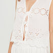 Blouse sans manches brodée blanc femme