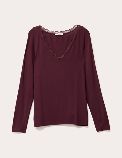 T-shirt manches longues violet foncé femme
