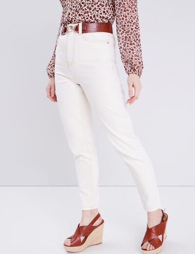 Jeans mom taille haute ecru femme