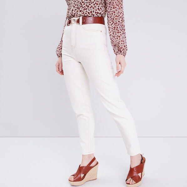 jeans mom taille haute ecru femme Jeans mom taille haute ecru femme