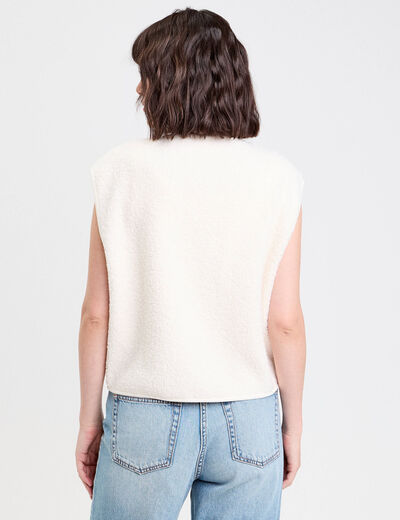 Gilet polaire sans manches ecru femme