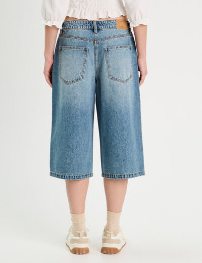 Bermuda large en jean denim double stone femme