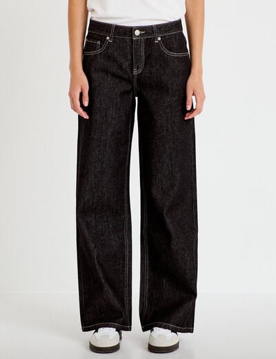 Jean wide leg taille basse denim noir femme