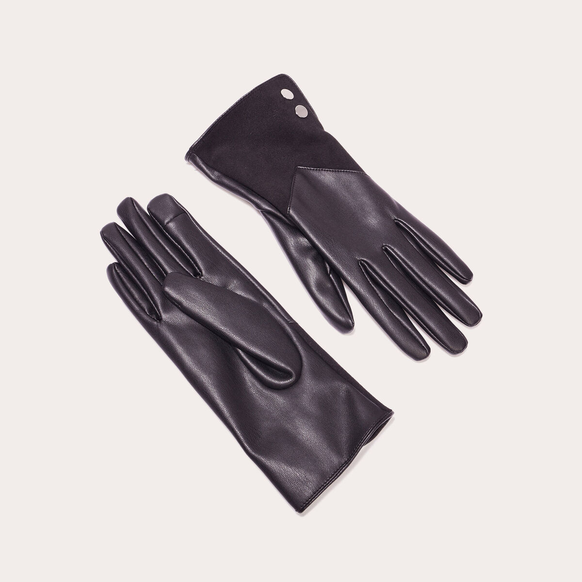 Gants simili cuir noir femme