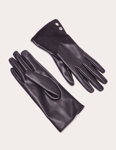 Gants simili cuir noir femme