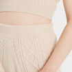 Short ajusté en tricot beige femme