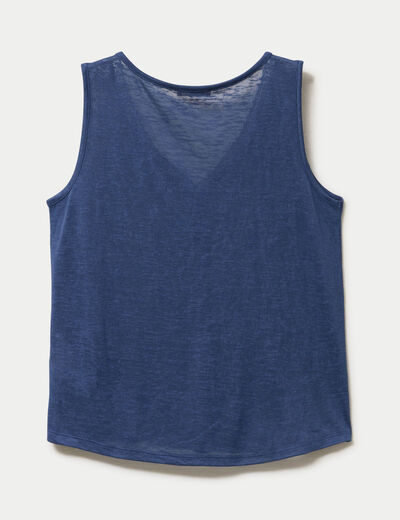 D&eacute;bardeur col v bleu fonc&eacute; femme