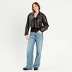 Veste simili cuir zippée noir femme