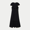 Robe longue &eacute;vas&eacute;e col v manches courtes noir femme
