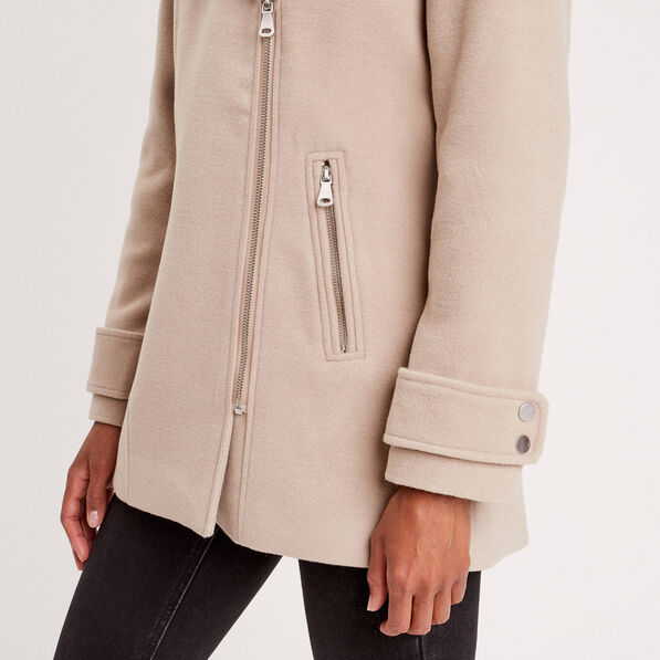 manteau droit avec capuche beige femme Manteau droit avec capuche beige femme