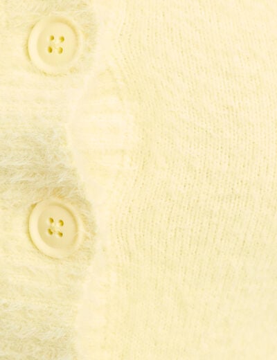 Gilet manches longues cropped jaune clair femme