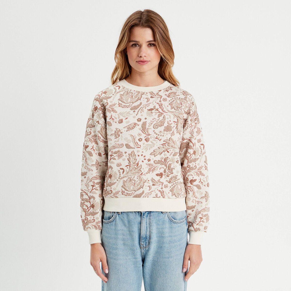 Sweat manches longues blanc femme