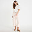 Jean wide leg cropped taille haute blanc femme