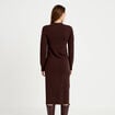 Robe pull ajust&eacute;e manches longues marron fonc&eacute; femme