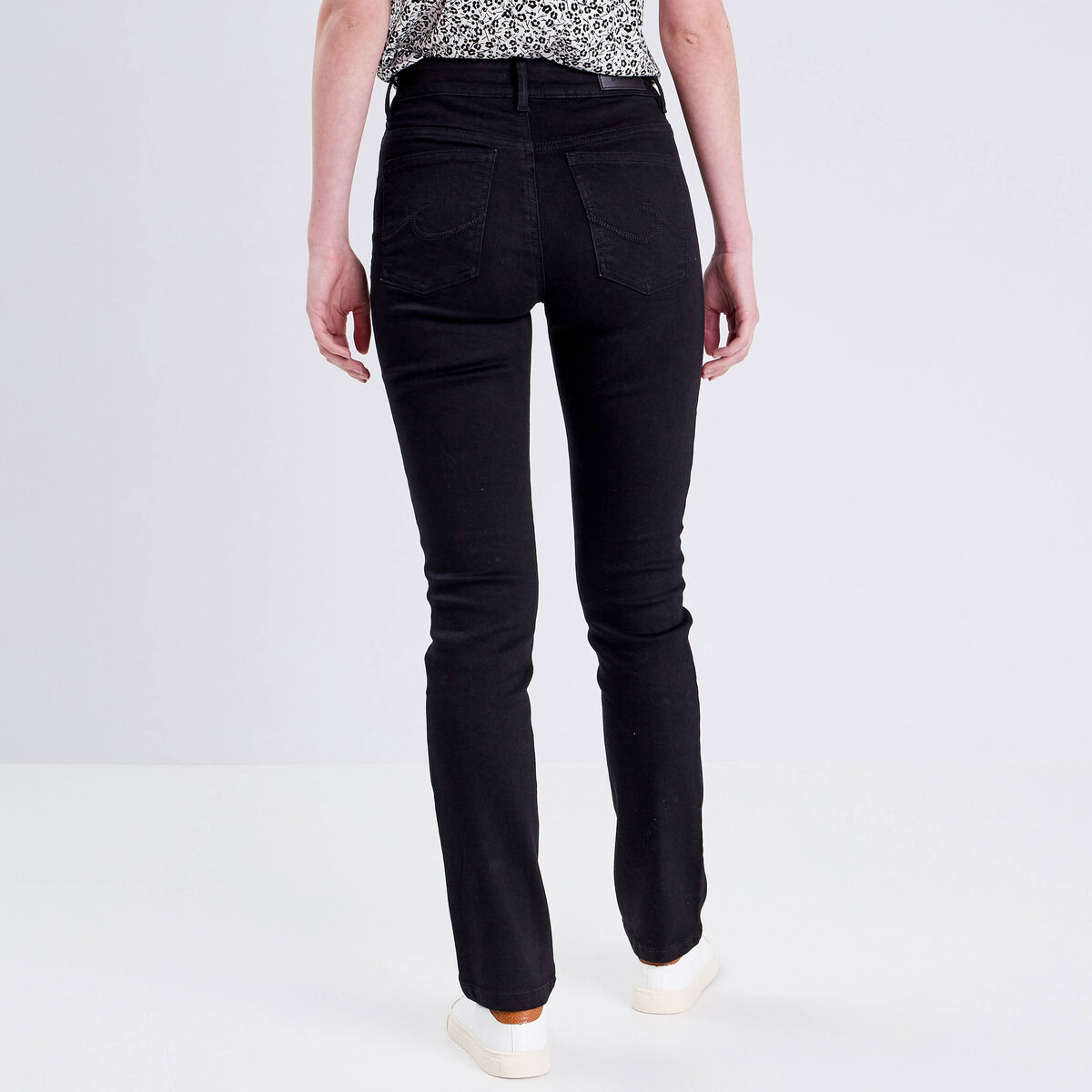Jeans droit taille haute denim noir femme