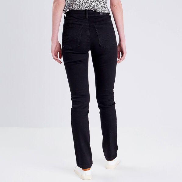 Jeans droit taille haute denim noir femme