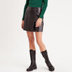 Jupe-short trapèze simili cuir noir femme