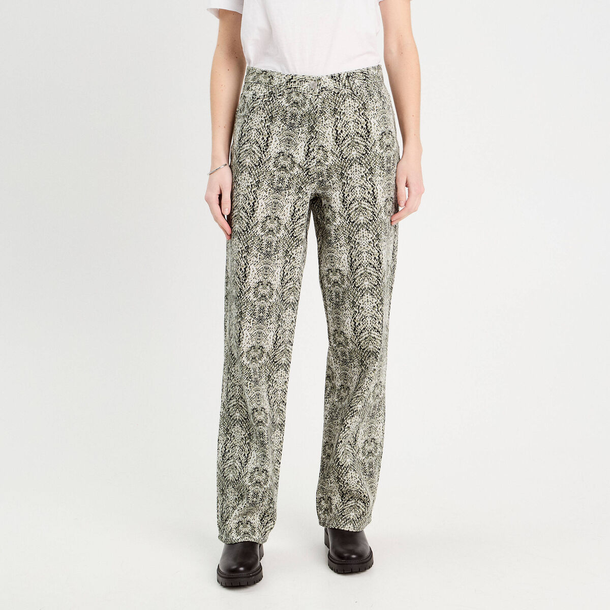 Pantalon large vert kaki femme