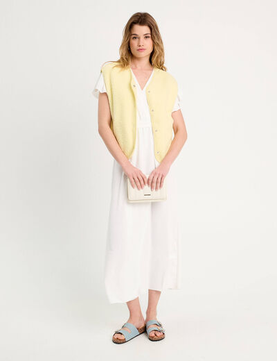 Robe longue évasée cache-coeur ecru femme