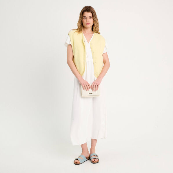 robe longue evasee cache coeur ecru femme Robe longue évasée cache-coeur ecru femme