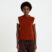 Pull sans manches marron cognac femme