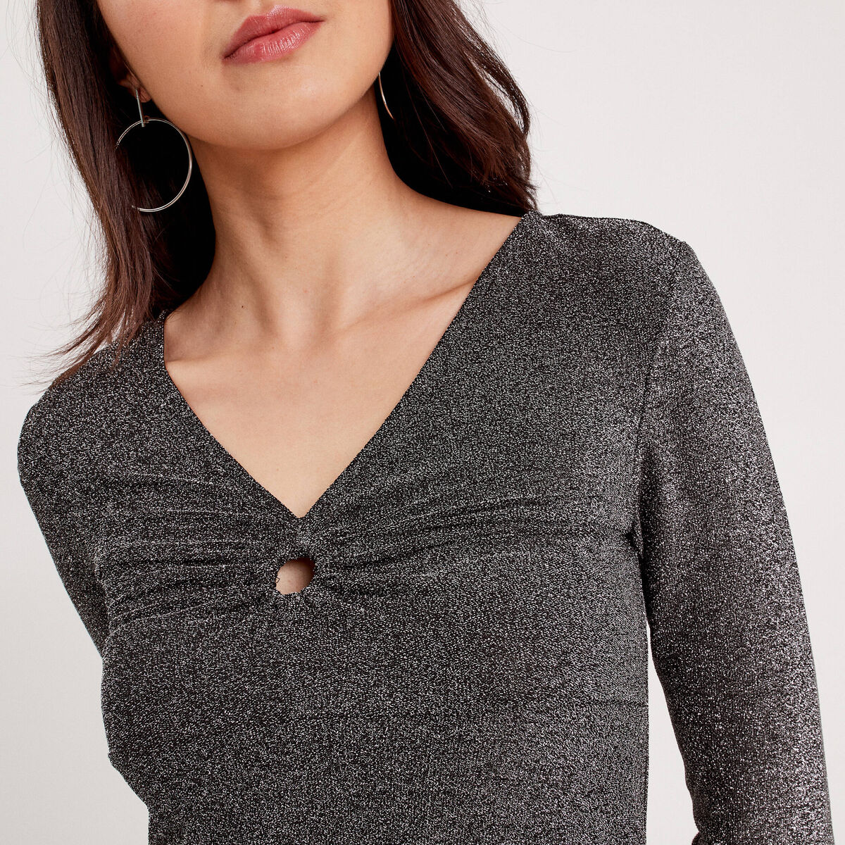 T-shirt avec anneau gris argent femme
