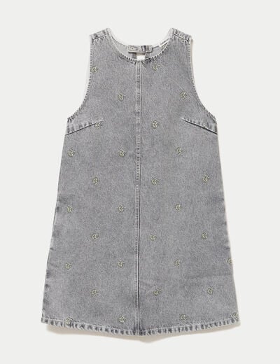 Robe courte &eacute;vas&eacute;e en jean sans manches denim gris femme
