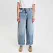 Jean barrel long en coton denim double stone femme