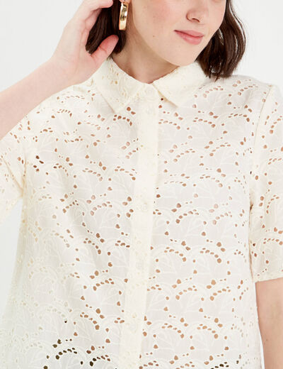 Chemise broderie anglaise ecru femme