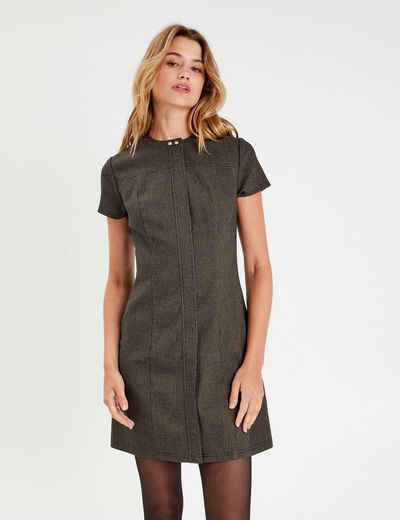 Robe évasée manches courtes noir femme