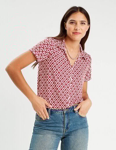 Blouse manches courtes rouge femme